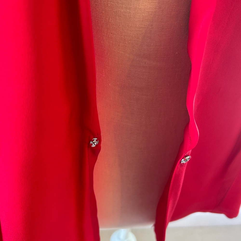 Red Silk Blouse Vintage Beautiful - image 8